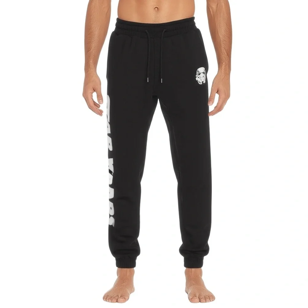 STAR WARS Joggers Mens Size M Black‎ Graphic Cuffed Stormtrooper Logo Sci-Fi